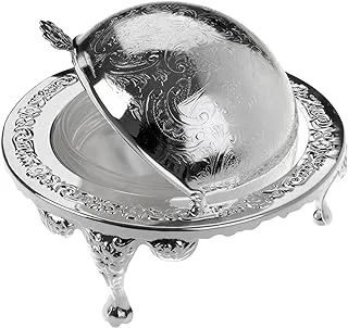 Queen Anne silver plated round appetizer plate with glass plate and lid 0/6500/2