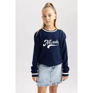 Defacto Girl Tricot Regular Fit Crew Neck Long Sleeve Pullover