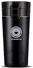 Fresh Double Wall 300ML Vacuum Insulated Stainless Steel Tea Coffee Mug Thermos Flask Travel Mug - Tumbler with Flip Lid Mesh Filter Hot and Cold for 6 Hours (Color Black)