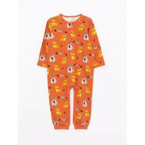 LC Waikiki Crew Neck Long Sleeve Printed Baby Boy Jumpsuit