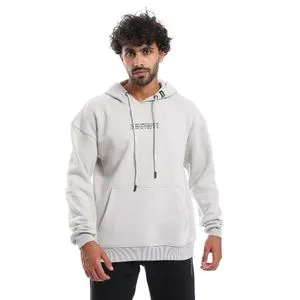 AlNasser Front & Back Printed Silver Long Sleeves Hoodie