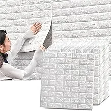 3D Brick White Wall Stickers DIY Waterproof Self Adhesive Decorative Wallpaper Soundproofing Moisture-Proof Wall Panels Removable Foam Panel for Living Room,Bedroom,Kitchen 77x70 cm(10pcs)