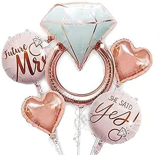 32 inch Diamond Ring Foil Balloon 22inch Rose Gold She Said Yes Balloon Future Mrs Foil Balloons Rose Gold Heart shape Foil Balloon Great for Bridal Shower Bride to be Party Wedding Engagement