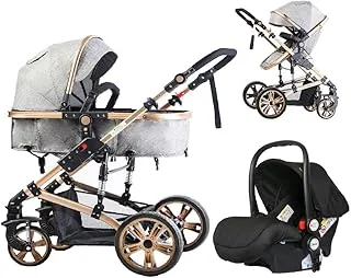 Teknum 3 in 1 Pram Stroller Story - Grey + Infant Car Seat