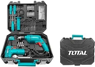 Total Tools Bag 119 Pieces Electric Drill 680w + Li-ion Cordless Drill with Battery 12v + Screwdriver and Bits -Thkthp1192