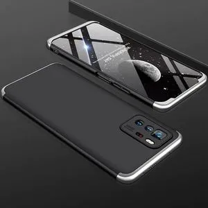 غطاء حماية كامل لهاتف Xiaomi Poco X3 GT 3 In1 360° مع واقي للكاميرا - فضي