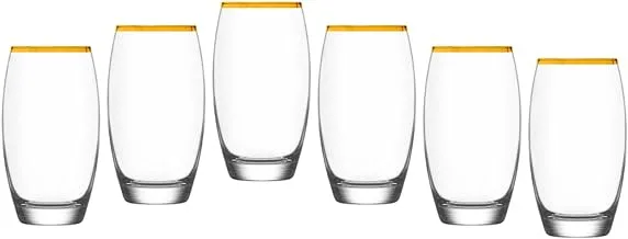 Segaey EMPIRE Highball Glass/Golden Rim / 6 Pcs / 510 cc - 17.25 Oz/Elegant design, Trusted Brand, Attractive shape of Water, Sparkling Drink, Smoothies, Cocktails/High Quality Materials