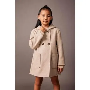 Defacto Girl Outer Wear Regular Fit Hooded Long Sleeve Coat