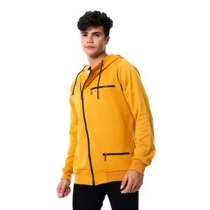 Caesar Mens Front Pockets Zipped Hoodie