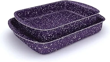 Granite Plus Rectangular Oven Casserole Set - 2 Pieces - Size 30, 35 Cm - Purple