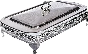 Queen Anne silver plated rectangular serving dish Large (lid + glass casserole) Royal 0/6297/7