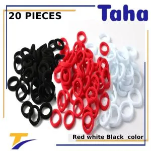 Taha Offer Small Elastic Hair Ties Color Black-white-Red 20 Pieces