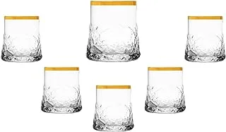 Segaey Old Fashion NORD Glass/Golden Rim / 6 Pcs / 345 cc -11 Oz/Elegant design, Trusted Brand, Attractive shape of Soft Drink, Sparkling Drink, Smoothies, Juices/High Quality Materials