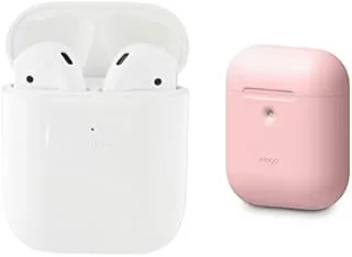 Joyroom JR-T03S 2nd Generation Jerry Version TWS Wireless Bluetooth Headset, White + Elago silicone case (compatible with airpods 1 and 2) lovely pink