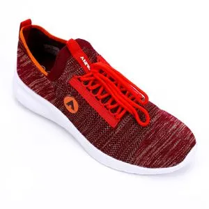 Air Walk Self Pattern Decorative Lace Up Canvas Sneakers - Shades Of Red