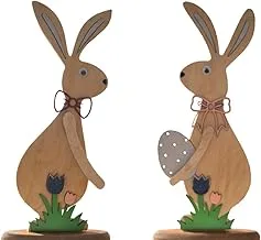 Momentum Rabbits Couple Wood Cutie 2 Piece Set, Multicolour