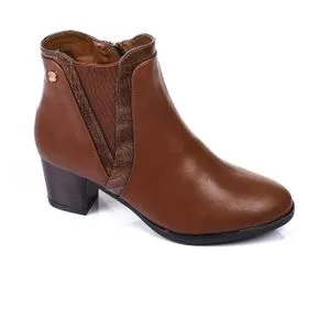 Dejavu Leather Zipper Ankle Boots - Brown