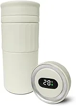 hanso Coffee Mug Thermal Mug Smart Temperature Display Double Wall Vacuum Insulated Stainless Steel Coffee & Tea Mug with Leak-Proof Lid for Travel, Work, and Outdoor (420ML) (White)