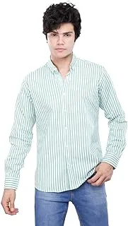 COUP Regular Fit Strip Shirt For Men Color Green Size L