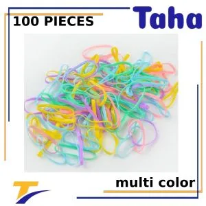 Taha Offer Small Flexible Waterproof Hair Elastics 100 Piecec Multiple Colors