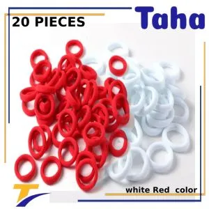 Taha Offer Small Elastic Hair Ties Color Red-white 20 Pieces