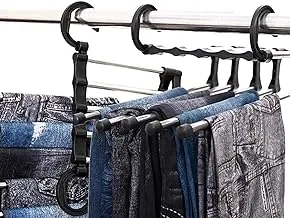 Magic Pants Hangers-Space Saving Multifunctional Closet Hanger 5 Layers Space Saving Pants Rack Wardrobe Organizer Heavy Duty Metal Rack for Clothes Trousers Scarves Ties Jeans 2 Packs by DoreenBeads