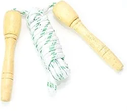 generic Jump rope Wooden Handle Skipping Rope Fitness Equipment Exercise Sports Jump Ropes - White * Green