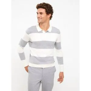 LC Waikiki Polo Neck Long Sleeve Striped Men's Tricot Sweater