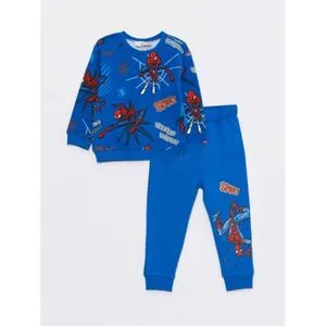 LC Waikiki Crew Neck Long Sleeve Spiderman Printed Baby Boy Sweatshirt And Sweatpants 2-Pack Set