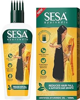 Sesa Ayurvedic Hair Oil for Hair Fall and Hair Growth | 5000 Year Old Kshir Pak Vidhi, Bhringraj & 17 Rare Herbs with 5 Nourishing Oils | All Hair Types | NO Mineral Oil | 100 ml (Pack of 1)