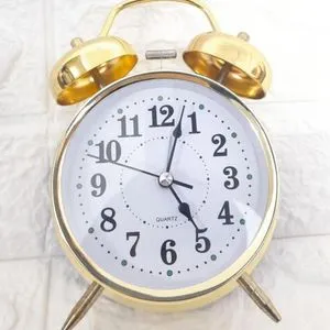 Twin Bell  Table Alarm Clock With Night LED Light For Students For Kids Bedroom .gold
