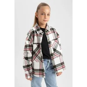 Defacto Girl Woven Shacket Long Sleeve Shirt