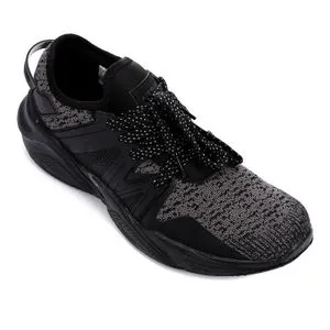 Air Walk Self Patterned Slip On Black & Grey Men Sneakers