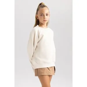 Defacto Girl Knitted Oversize Fit Crew Neck Long Sleeve Sweat Shirt.