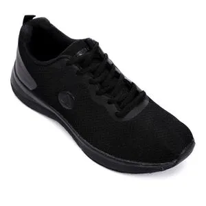 Air Walk Textile Black Lace Up Men Sneakers - Black