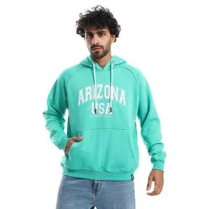 AlNasser Printed Turquoise Slip On Hoodie