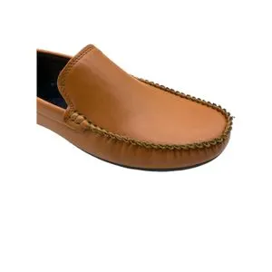 Squadra Leather Stitch Detail Slip On Shoes -Havana