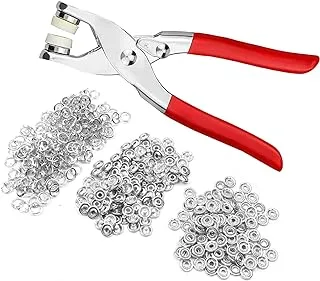 Fresh 150 Metal Press Studs Set with Pliers, Fixed Buttons Tool 9.5 mm Metal Sewing Craft, Popper Set with Pliers for DIY Crafts, Children's Clothing, Clothing Bags, Starter Set