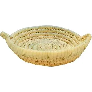 Oval Dish With Two Holder For Decoration Or Fruit Handmade Of Wicker