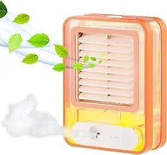 Case Plus Portable Air Conditioning Fan, 500ml USB Water Tank Personal Cooler Mini Humidifier Fan with 7 Colors LED Light, 3 Timers, 3 Wind Speeds, 3 Mist Modes for Home Office - multicolour