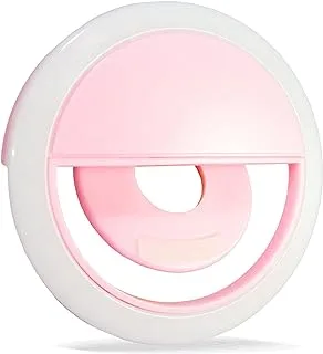 Generic Clip-On LED Selfie Ring Light. Universal and Portable with Adjustable Brightness(Light Pink)