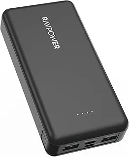 RAVPower RP-PB1216 15W 20000mAh PD Pioneer 3-Port Power Bank, Black