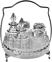 Queen Anne silver plated spice set 6 pieces (tray + 2 oil bottles + A jar of salt + a jar of black pepper + a jar of mustard) 0/4719