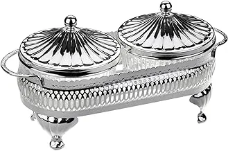 Queen Anne Round Appetizer Serving Platter Dual silver plated (2 lids + 2 glass plates) 0/4922