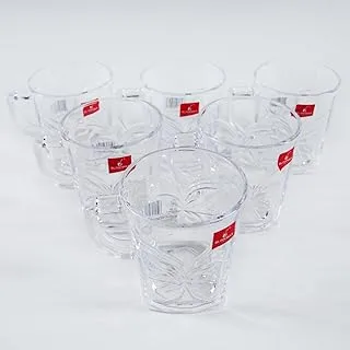 Blink Max brand cup set, pure glass, set of 6 pieces, code: 68-2, butterfly square