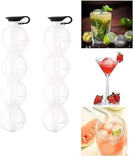 Ice Ball Mold,4-hole ice ball maker mold, Large Ice Cube maker, Whiskey Round Ice Hockey Mold Reusable Sphere Ice Tray for Cocktail,Summer Ice Maker Home Kitchen Ice Hockey Mold (2)