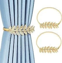 Friendship 2 Pcs Gold Tie Backs for Curtains, Creative Leaf Curtain Tie Back Curtain Holdbacks Curtain Ties for Home, Outdoor Curtain Decoration (2 Leaf)