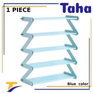 Taha Offer  Taha Offer Plastic & Metal Shoe Organizer Zigzag 5 Levels Blue Color 1 Piece