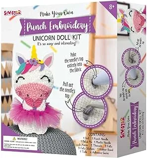 Sew Star Punch Embroidery-Unicorn Doll Kit SS-19-111, 8+