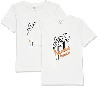 lovely land Boys Chest Stitched Patch White, Black & Orange Baby Boys Tee Button Down Shirt